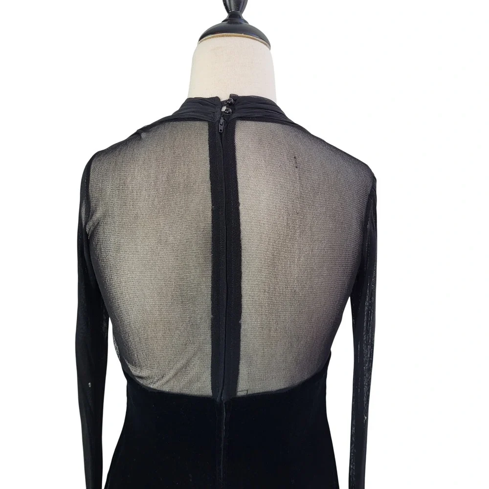 Vintage 90s Jessica McClintock Black Velvet Rhinestone Formal Gown Size 12 USA‎